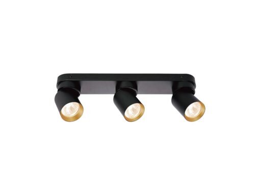 GU10 Surface-mounted spotlight fixture triple cylinder sand black and gold rotatable