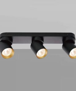 Alternative view of GU10 Surface-mounted spotlight fixture triple cylinder sand black and gold rotatable