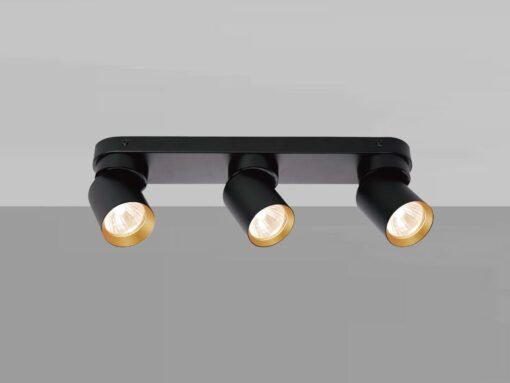 GU10 Surface-mounted spotlight fixture triple cylinder sand black and gold rotatable - Image 2