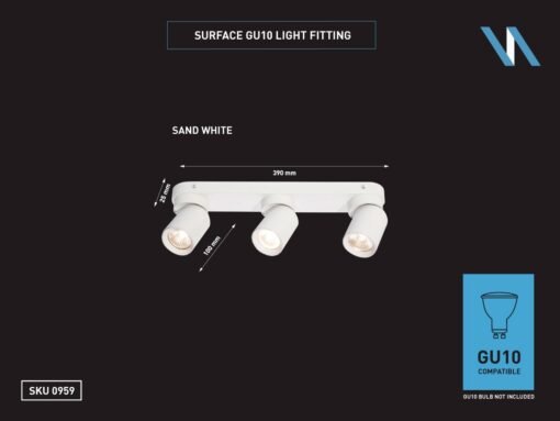 GU10 Surface-mounted spotlight fixture triple cylinder sand white rotatable - Image 3