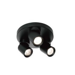 Round GU10 Surface-mounted spotlight fixture triple cylinder sand black rotatable