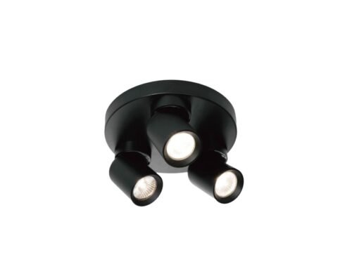 Round GU10 Surface-mounted spotlight fixture triple cylinder sand black rotatable