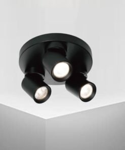Alternative view of Round GU10 Surface-mounted spotlight fixture triple cylinder sand black rotatable