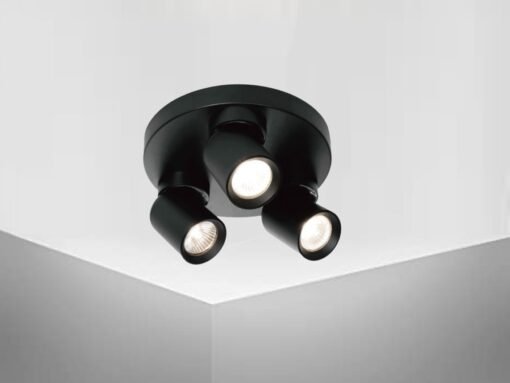 Round GU10 Surface-mounted spotlight fixture triple cylinder sand black rotatable - Image 2