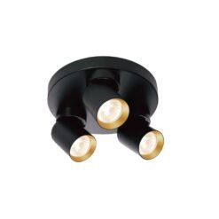 Round GU10 Surface-mounted spotlight fixture triple cylinder sand black and gold rotatable