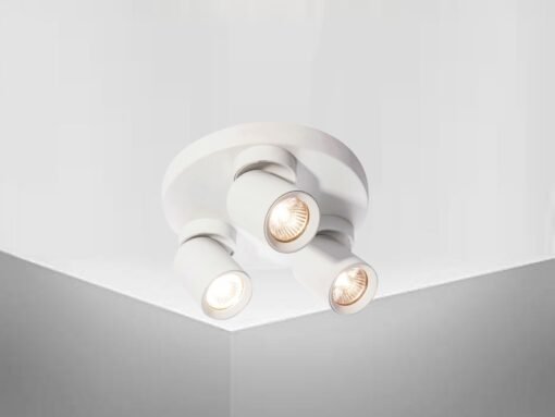 Round GU10 Surface-mounted spotlight fixture triple cylinder sand white rotatable - Image 2