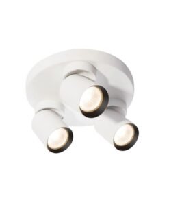 Round GU10 Surface-mounted spotlight fixture triple cylinder sand white and black rotatable