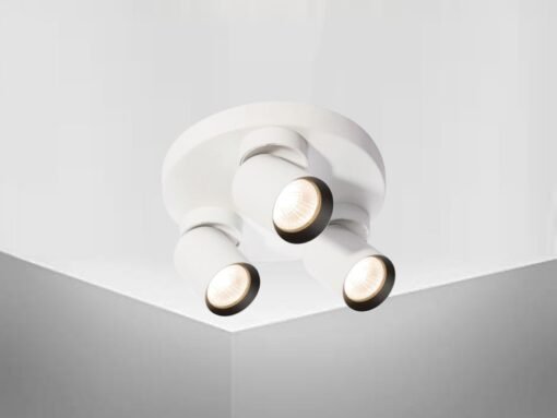 Round GU10 Surface-mounted spotlight fixture triple cylinder sand white and black rotatable - Image 3