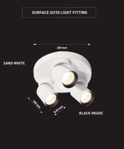 Alternative view of Round GU10 Surface-mounted spotlight fixture triple cylinder sand white and black rotatable