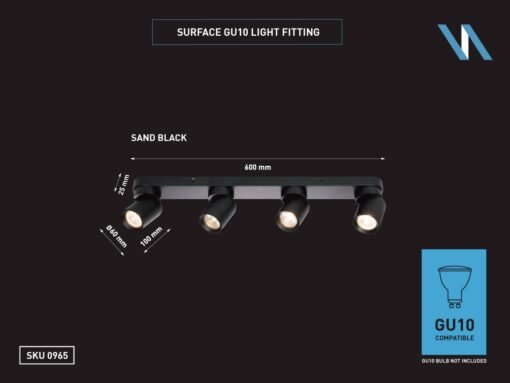 GU10 Surface-mounted spotlight fixture 4 cylinder sand black rotatable - Image 3