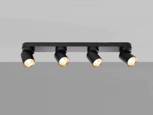 GU10 Surface-mounted spotlight fixture 4 cylinder sand black and gold rotatable - Image 3