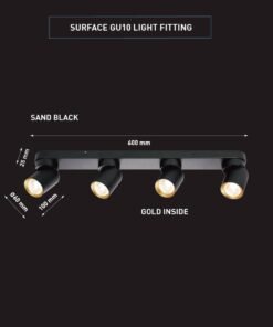 Alternative view of GU10 Surface-mounted spotlight fixture 4 cylinder sand black and gold rotatable
