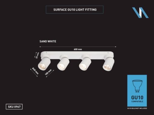 GU10 Surface-mounted spotlight fixture 4 cylinder sand white rotatable - Image 3