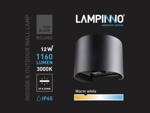 12W LED sand black Wall lamp round duo light adjustable waterproof - Image 5
