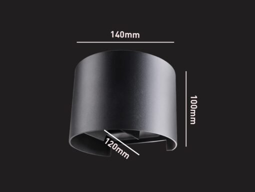 12W LED sand black Wall lamp round duo light adjustable waterproof - Image 2