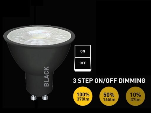 4.9W GU10 LED Spot 3 Steps On/Off dimming with lens 4000K black