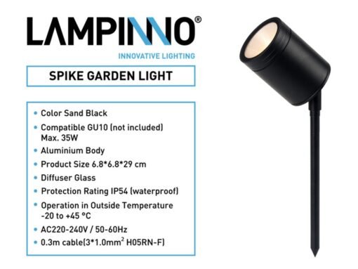 Spike light garden lamp GU10 fitting sand black waterproof - Image 5