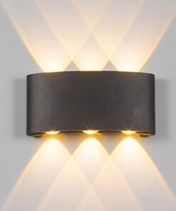6W (6*1W) LED Sand Black Up & Down Waterproof Wall Lamp 3000K