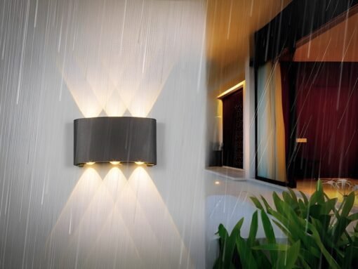 6W (6*1W) LED Sand Black Up & Down Waterproof Wall Lamp 3000K - Image 2