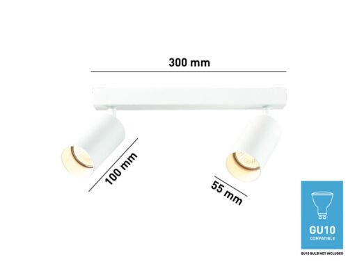 Surface-mounted spotlight GU10 Fixture double cylinder sand white rotatable - Image 3