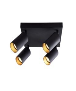 GU10 Square Surface-mounted spotlight Fixture 4 cylinders sand black rotatable