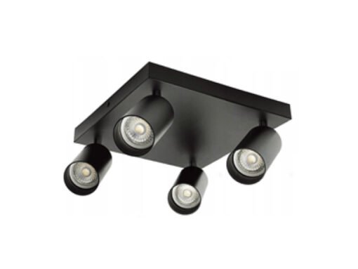 GU10 Square Surface-mounted spotlight Fixture 4 cylinders sand black rotatable - Image 2