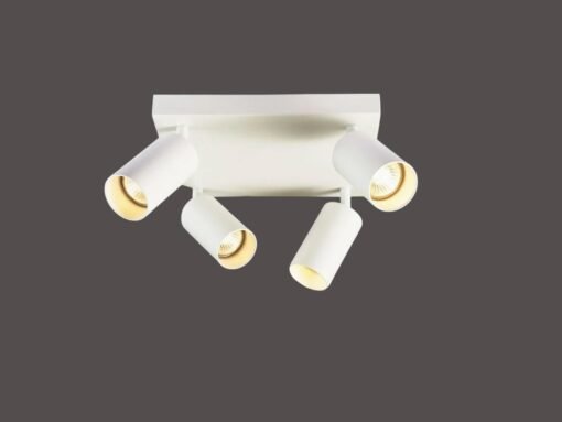 GU10 Square Surface-mounted spotlight Fixture 4 cylinders sand white rotatable - Image 2
