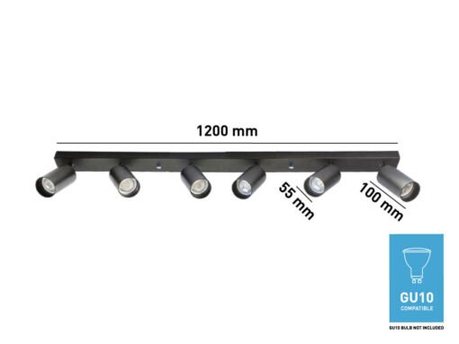 GU10 Surface-mounted spotlight Fixture 6 cylinders sand black rotatable - Image 4