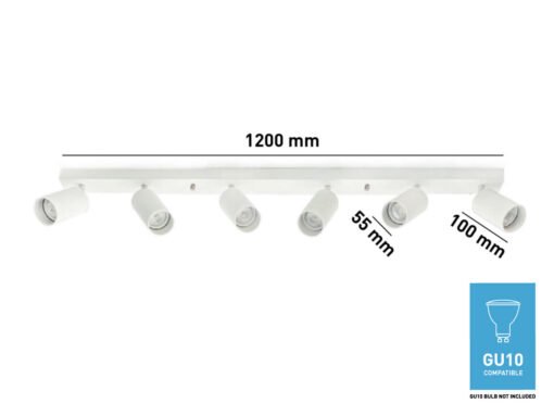 GU10 Surface-mounted spotlight Fixture 6 cylinders sand white rotatable - Image 4