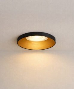 Alternative view of GU10 Recessed design fixture cylinder sand gold and black with lamp holder