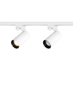 Alternative view of track light spot GU10 fixture cylinder sand white with black rotating head with ring