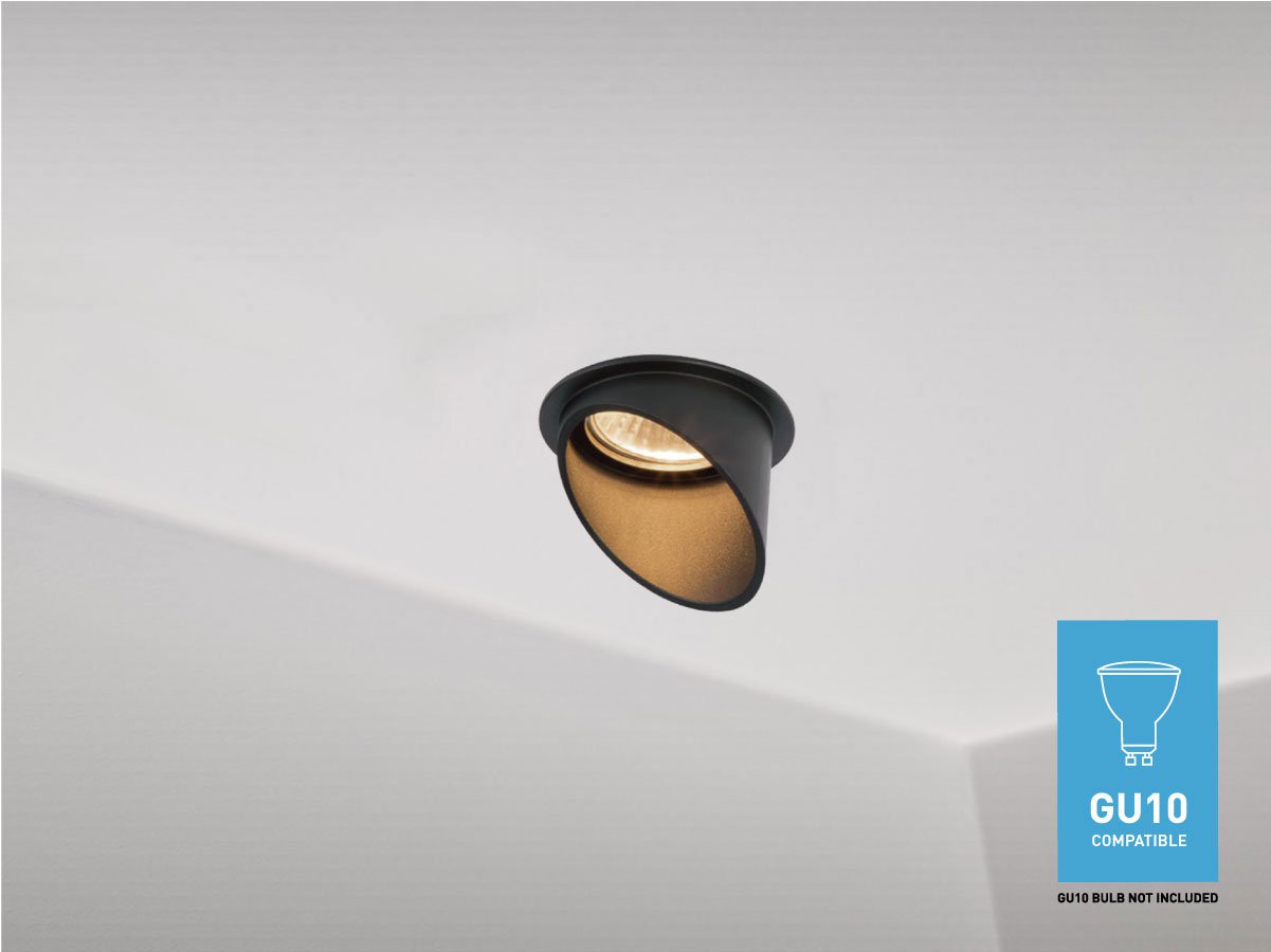 GU10 Recessed design fixture cylinder sand black with lamp holder - Image 4