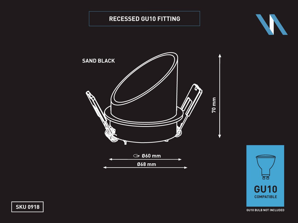 GU10 Recessed design fixture cylinder sand black with lamp holder - Image 5