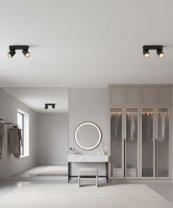 Alternative view of GU10 Surface-mounted spotlight fixture double cylinder sand black and gold rotatable