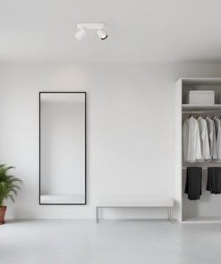 Alternative view of GU10 Surface-mounted spotlight fixture double cylinder sand white and black rotatable