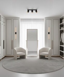 Alternative view of GU10 Surface-mounted spotlight fixture triple cylinder sand black and gold rotatable