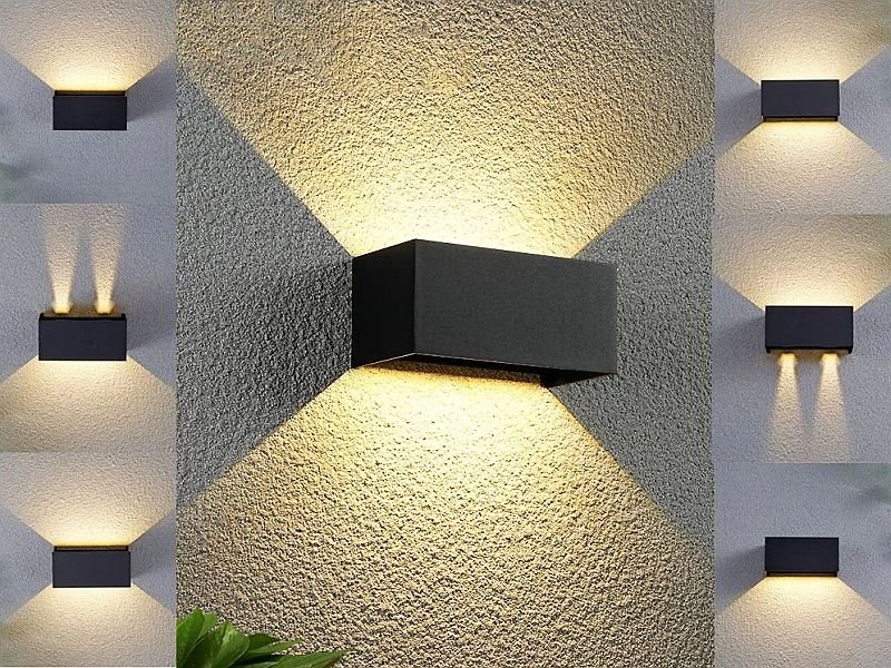 12W LED Sand Black Wall lamp Rectangular Double Duo light 3000K Waterproof - Image 2