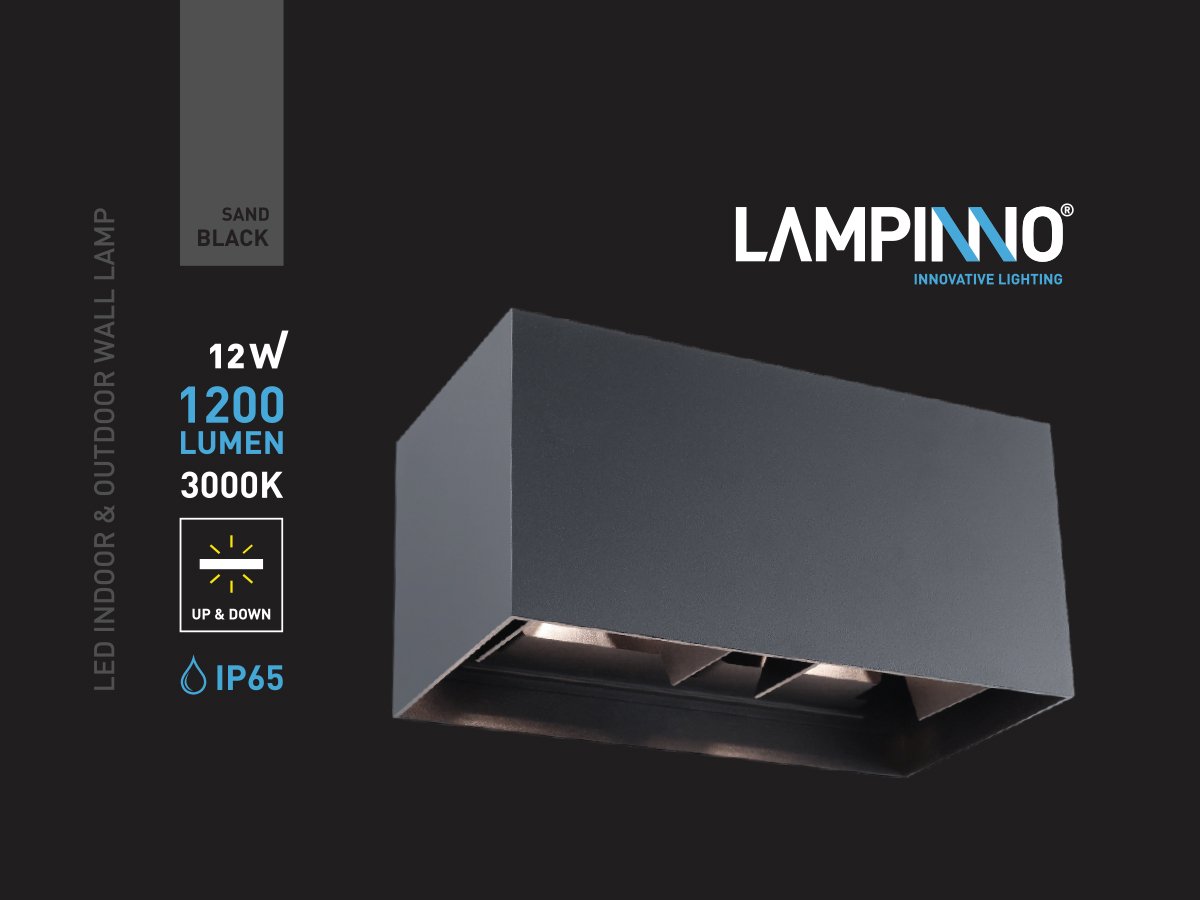 12W LED Sand Black Wall lamp Rectangular Double Duo light 3000K Waterproof - Image 6