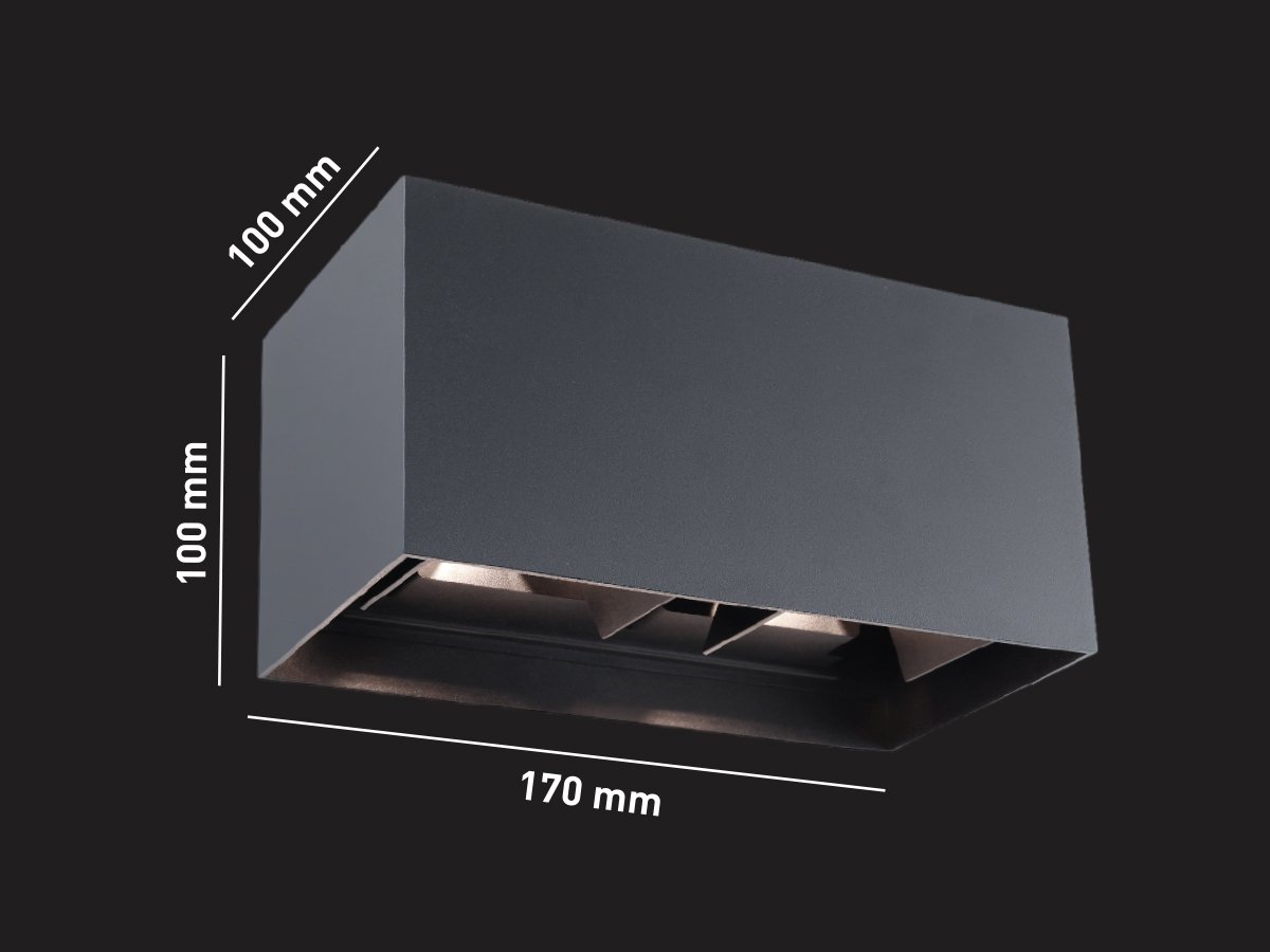 12W LED Sand Black Wall lamp Rectangular Double Duo light 3000K Waterproof - Image 7