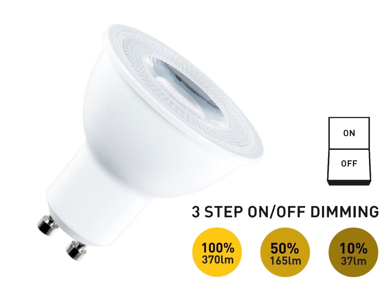 4.9W GU10 LED Spot 3 Steps On/Off dimming with lens 4000K