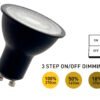 4.9W GU10 LED Spot 3 Steps On/Off dimming with lens 3000K black