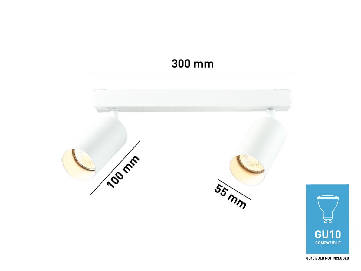 GU10 Opbouwspot Armatuur dubbel cilinder wit draaibaar - Image 3