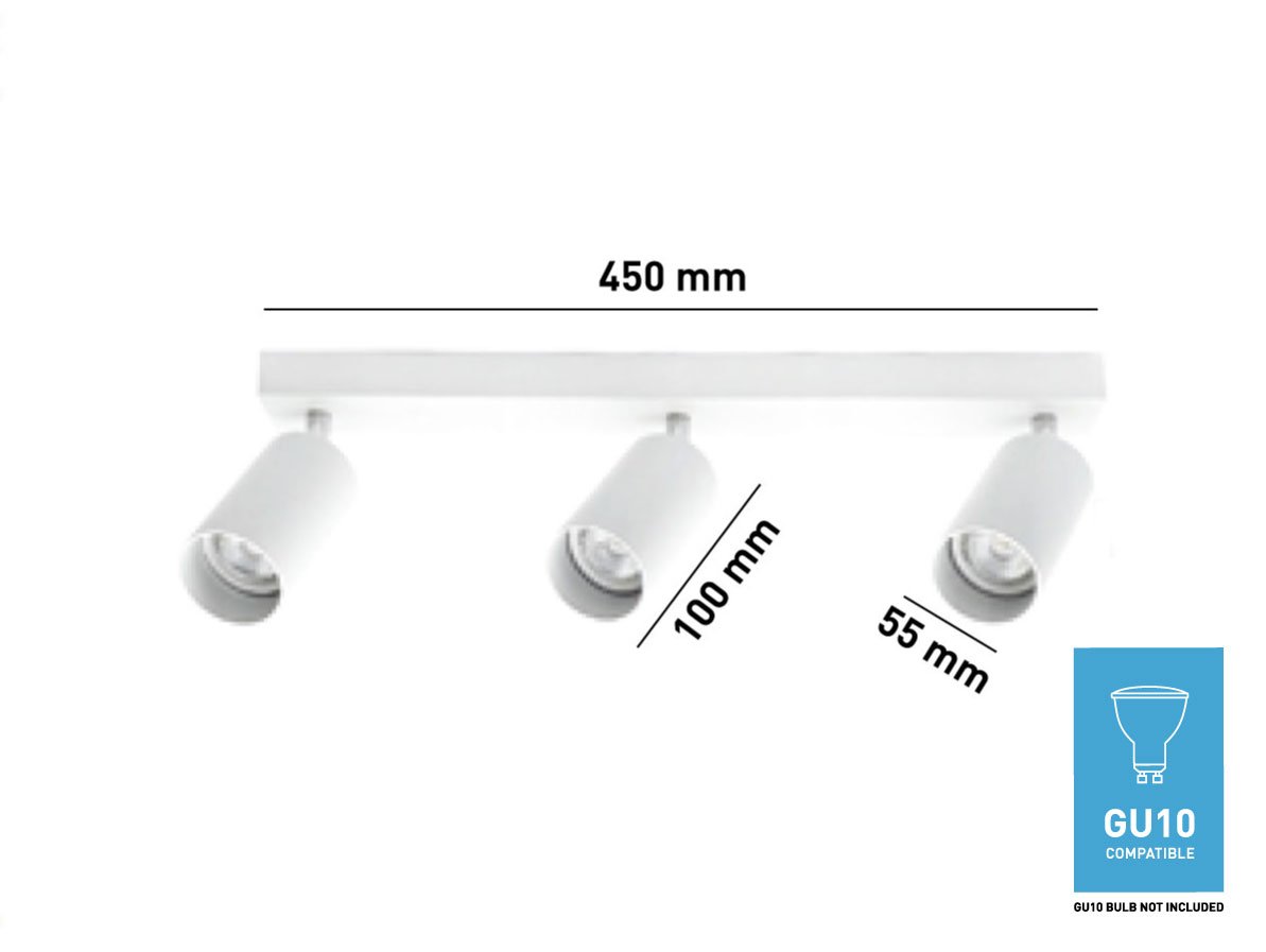 GU10 Opbouwspot Armatuur triple cilinder zand wit draaibaar - Image 5