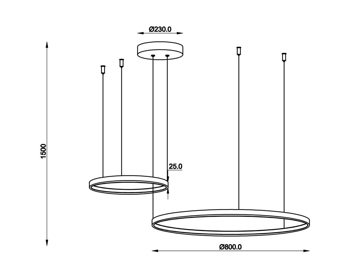 Orien Design Pendant Lamp Sand Black 80cm & 40cm Duo Ring 50W LED CCT 3 Colors & 3 Step Dimming - Image 8