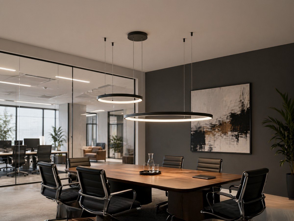 Orien Design Pendant Lamp Sand Black 80cm & 40cm Duo Ring 50W LED CCT 3 Colors & 3 Step Dimming - Image 5