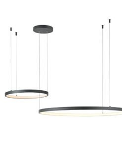 Orien Design Pendant Lamp Sand Black 80cm & 40cm Duo Ring 50W LED CCT 3 Colors & 3 Step Dimming