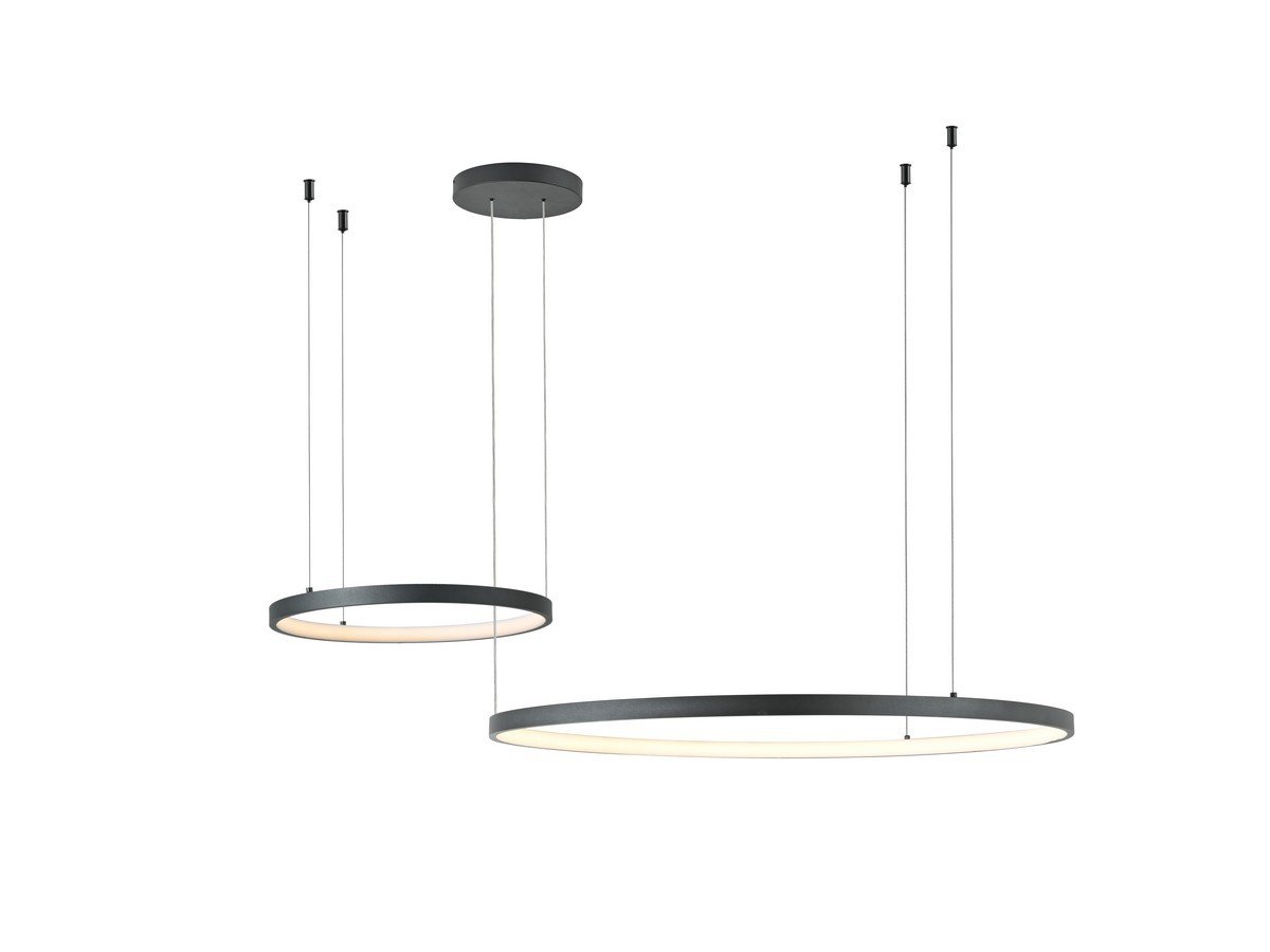 Orien Design Pendant Lamp Sand Black 80cm & 40cm Duo Ring 50W LED CCT 3 Colors & 3 Step Dimming