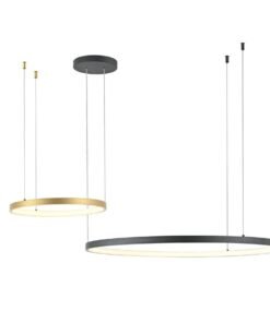 Orien Design Hanging Lamp Sand Black and Gold 80cm & 40cm Duo Ring 50W LED CCT 3 Color & 3 Step Dimming