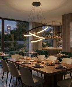 Alternative view of Orien Design Pendant Lamp Sand Black 20cm, 40cm, and 60cm Trio Ring 50W LED CCT 3 Colors & 3 Step Dimming