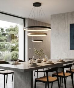 Alternative view of Orien Design Pendant Lamp Sand Black and Gold 20cm & 40cm & 60cm Trio Ring 50W LED CCT 3 Colors & 3 Step Dimming
